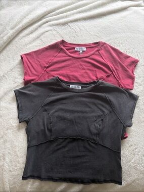 Jessica Simpson red/pink & gray Short Sleeve Crop Tops - Set of 2